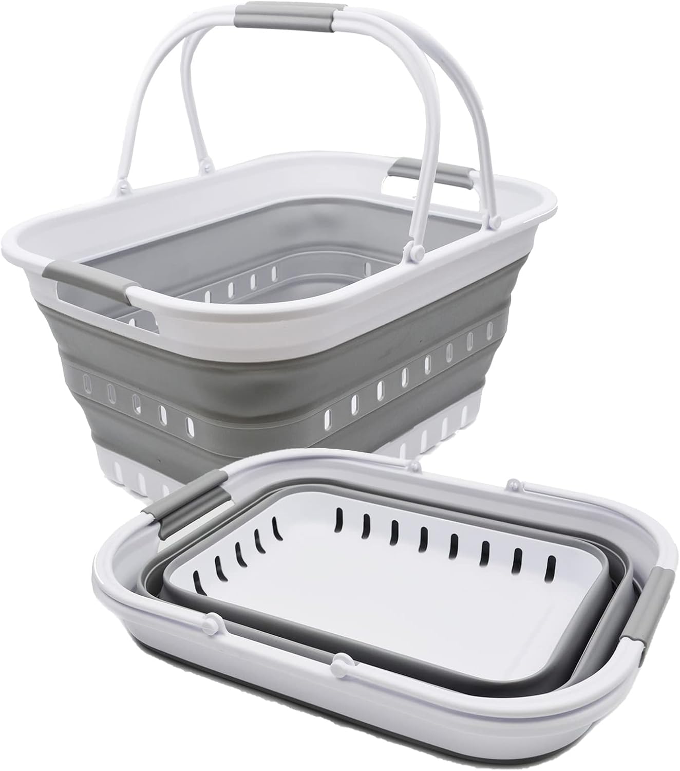 SAMMART 29L (7.6 Gallon) Collapsible Tub with Handle - Portable Outdoor Picnic Basket/Crater - Foldable Shopping Bag