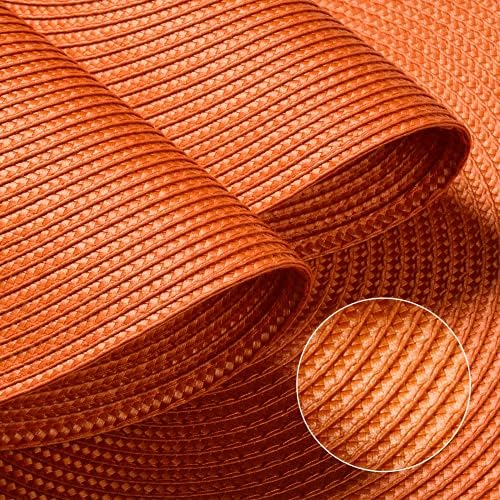 FunWheat Round Braided Placemats Set of 4 Table Mats for Dining Tables Woven Washable Non-Slip Place mats 15inch (Orange, 4pcs)