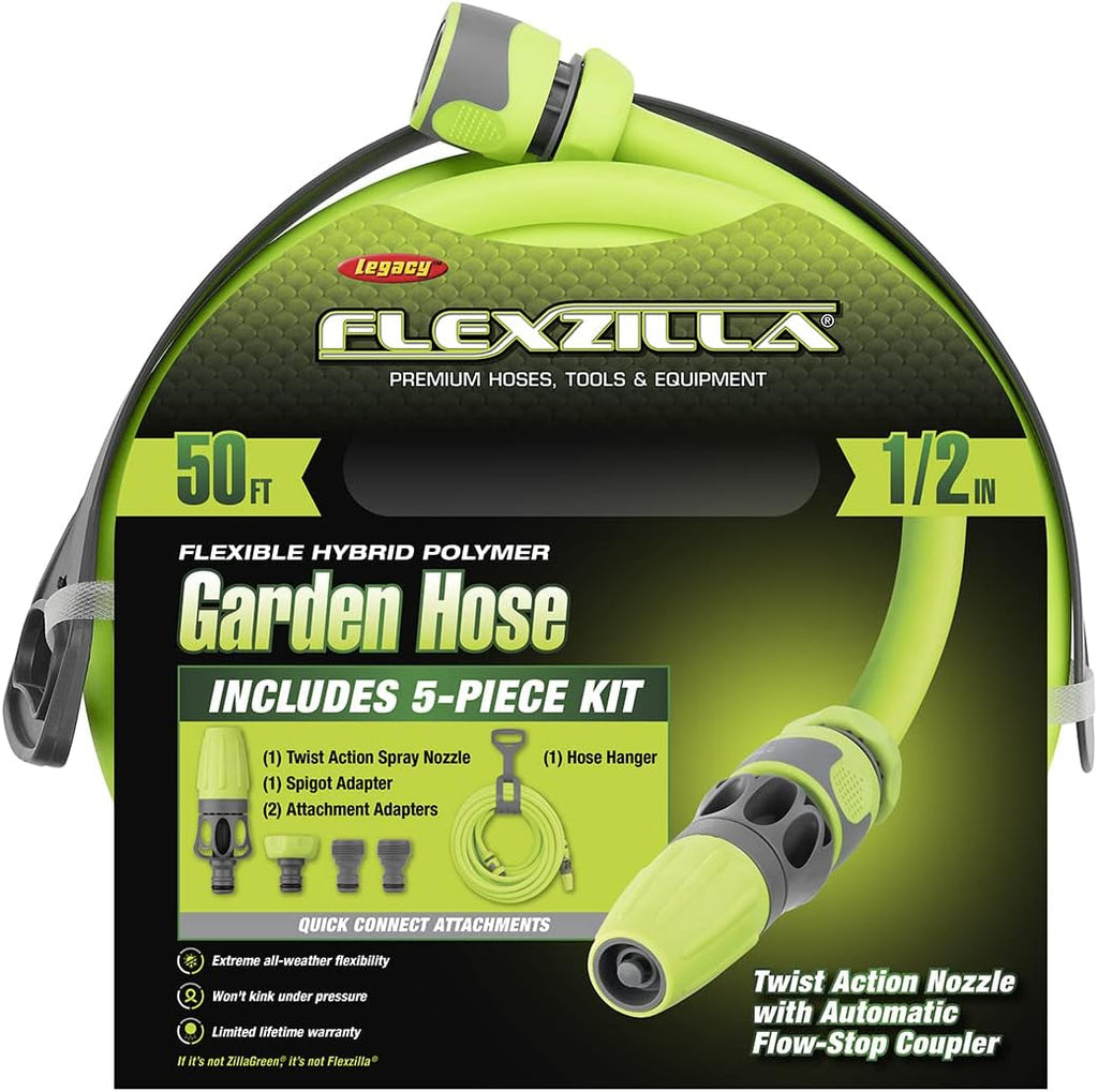Flexzilla HFZG12050QN Garden Hose Kit with Quick Connect Attachments | Lightweight Coils Easily | Quick Connect