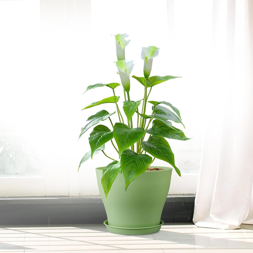 Meowell 6 inch Plastic Nursery Pots,16 Pack Plant Pots for Small Indoor Outdoor Plants, Flower Pots with Drainage Holes