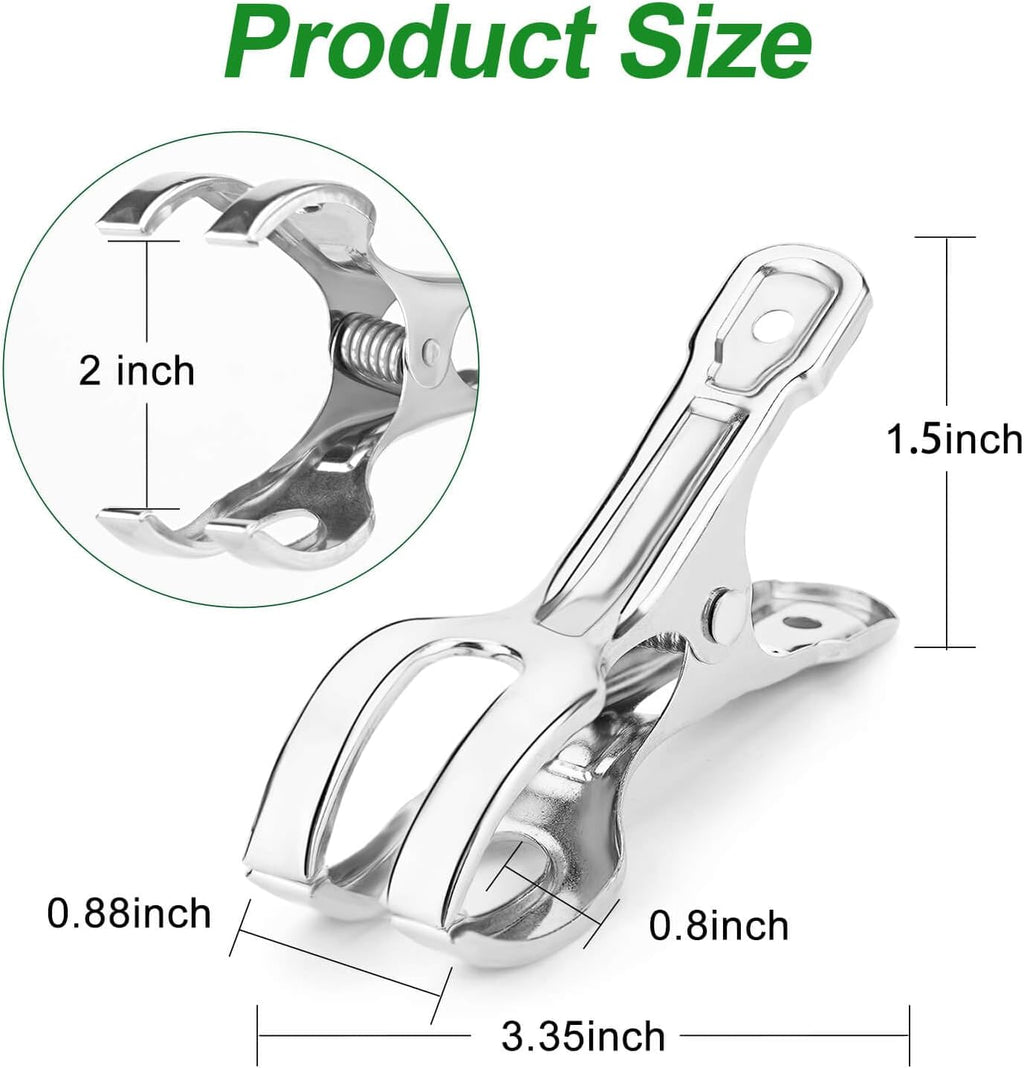 60 Pack Large Garden Clips for Netting, Clamps with 2''Jaw Opening | 3.3'' Stainless Steel Greenhouse Clamps for 3/4"