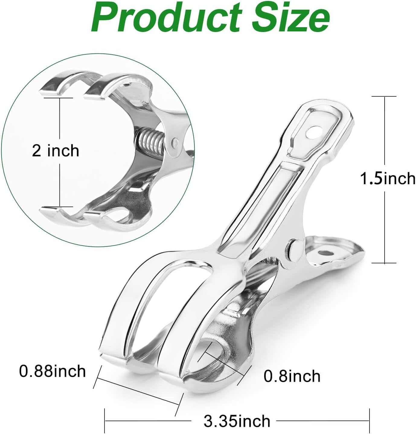 60 Pack Large Garden Clips for Netting, Clamps with 2''Jaw Opening | 3.3'' Stainless Steel Greenhouse Clamps for 3/4"