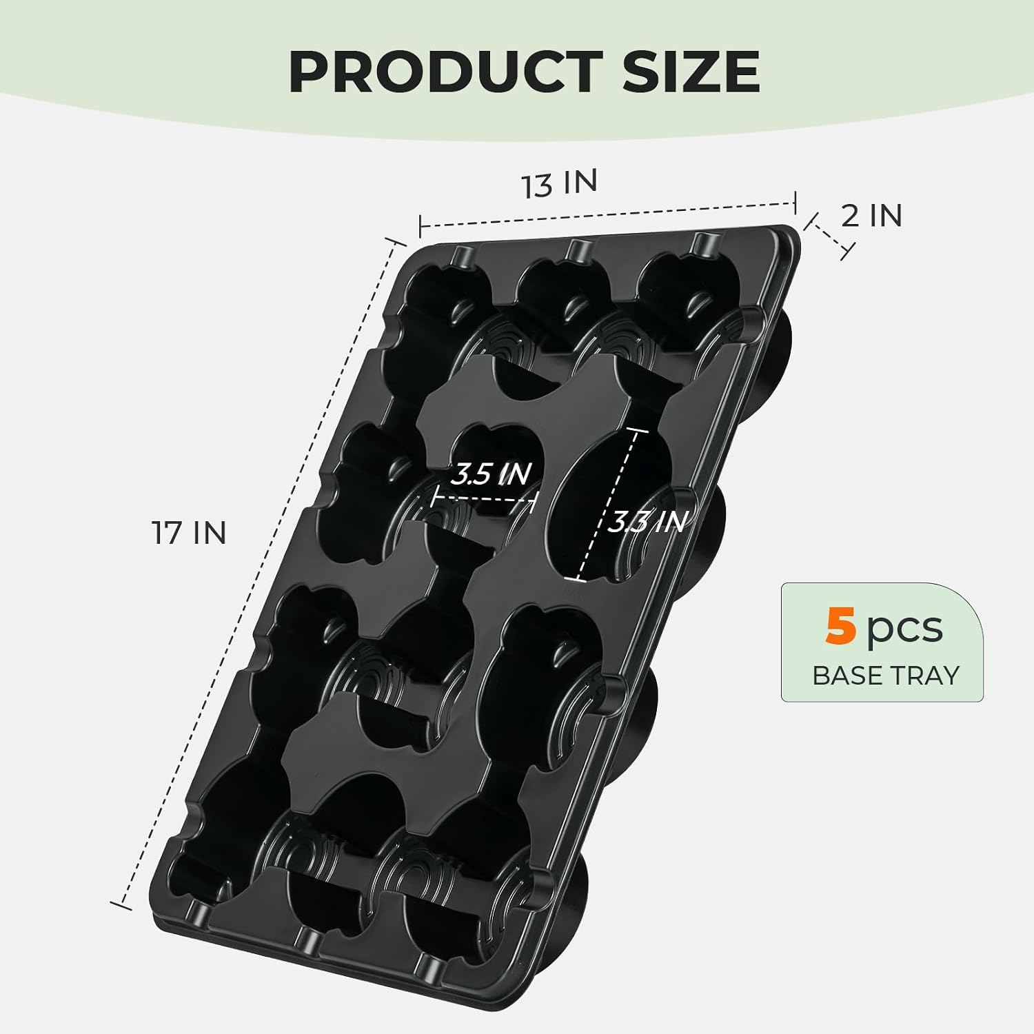 5 Pack Reusable 12 Cell Seed Starter Trays for 4 Inch Nursery Pots | Reinforced trays have raised bases and watering