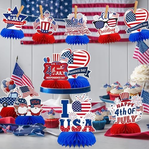 4th of July Decorations, 10PCS Patriotic Centerpiece for Table