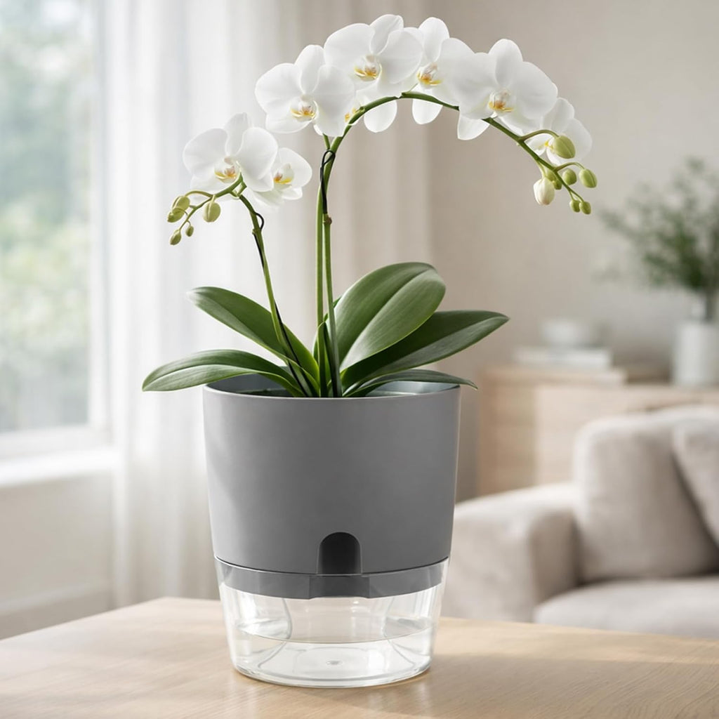 Planterhoma 5 Pack Self Watering Pots for Indoor Plants, 9 Inch Plant Pot Plastic Self Watering Planter for Orchid