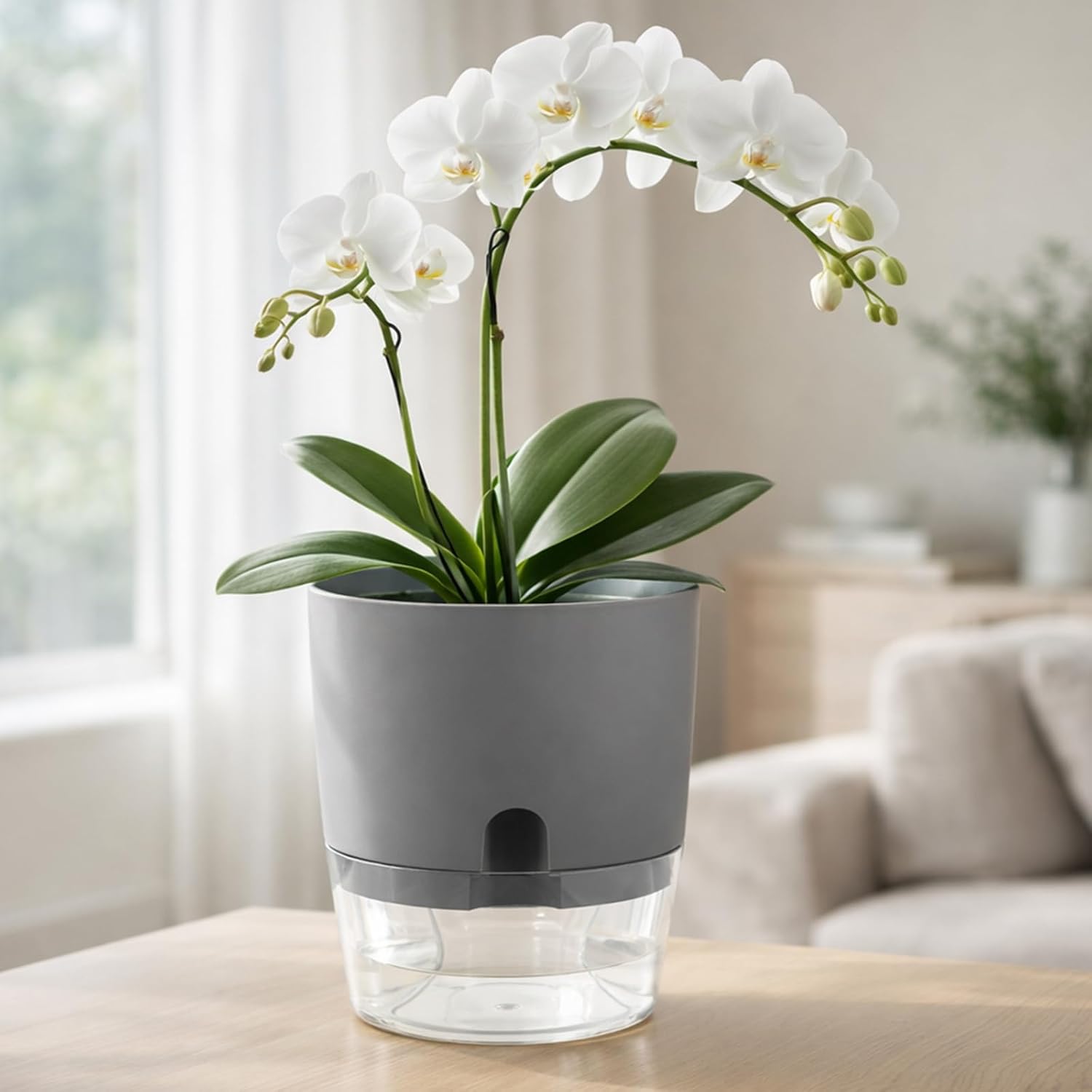 Planterhoma 5 Pack Self Watering Pots for Indoor Plants, 9 Inch Plant Pot Plastic Self Watering Planter for Orchid