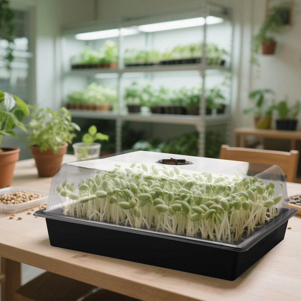 RooTrimmer 10-Pack Leak-Proof Humidity Domes, Plastic Clear Seed Starter Dome, Seed Starter Tray Covers Humidifying and