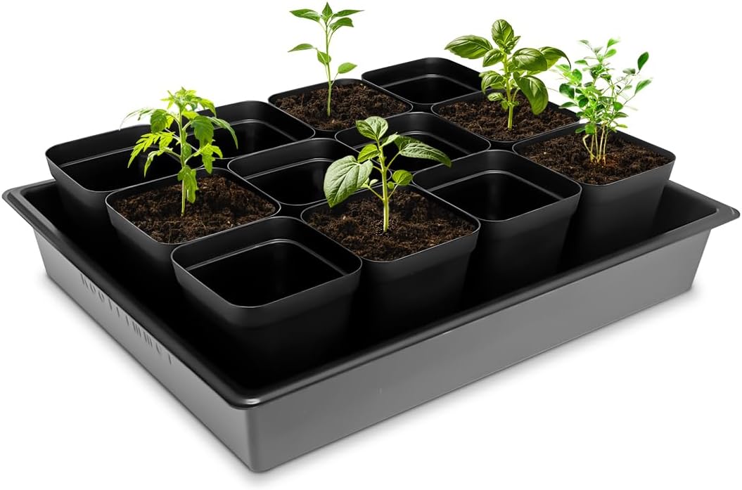 RooTrimmer Seed Starter Tray, 5 Packs Plant Tray, Durable Plastic Growing Trays, Stackable Seedling Starter Trays