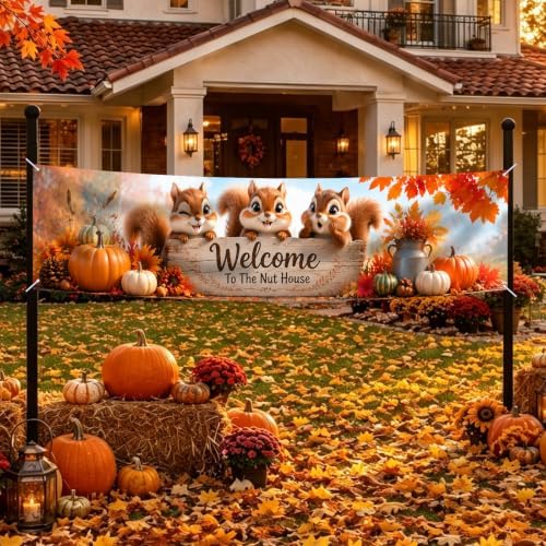 Nuxovilar Happy Fall Banner,78.7"x17.7" Polyester