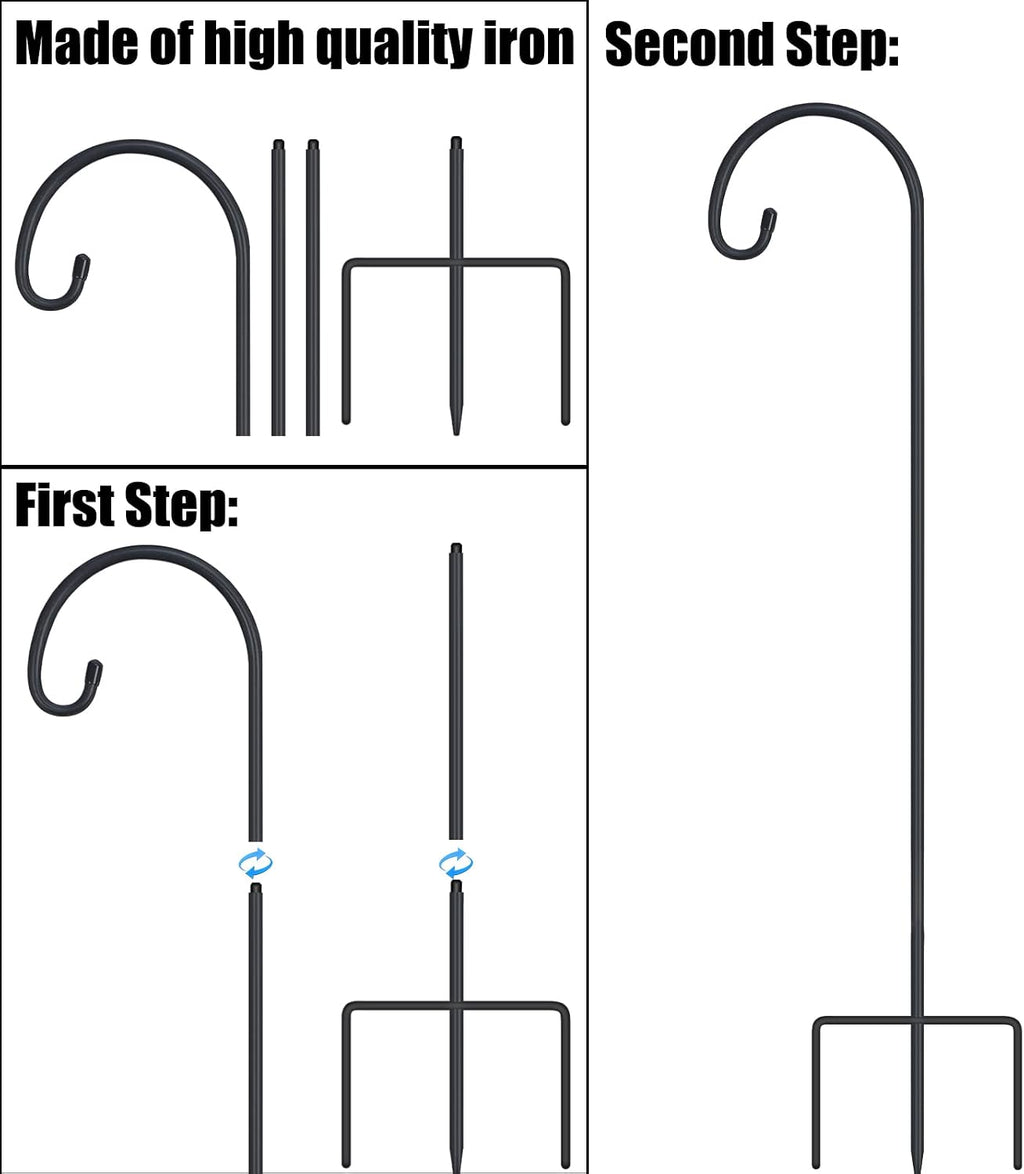 32" Small Shepherd Hooks for Outdoor, Adjustable Decorative Garden Hooks for Solar Lanterns, Hanging Plants, Wind