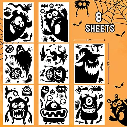 Halloween Window Silhouette Decorations - Cute Monster Silhouette Stickers