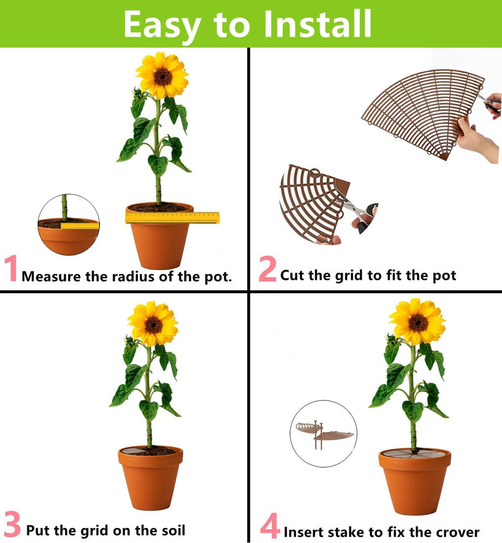 Z metnal Plant Pot Grid 20.8", 3 Pcs Cuttable Grid Plant Soil Cover, Plastic Grid Plant Pot Cover, Flower