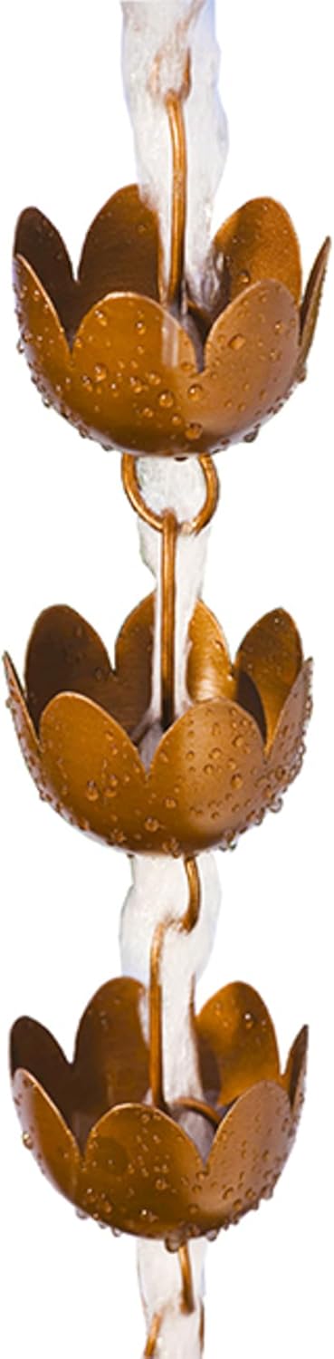 Lily Cup Rain Chain, Copper Plated