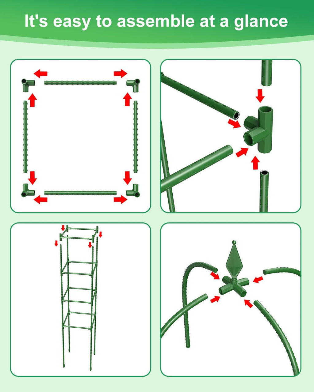 MYMULIKE 2 Pack Garden Obelisk Trellis for Climbing Plants Outdoor & Indoor - 6Ft Rustproof Garden Trellis Plant