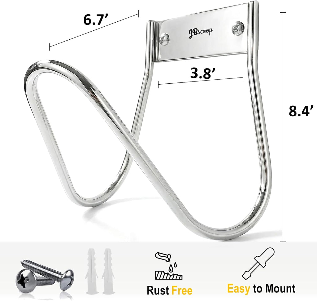 JBscoop Garden Hose Holder Stainless Steel Small Wall Mount Garden Hose Hook, Ideal for Water, Air, Hydraulic Hose