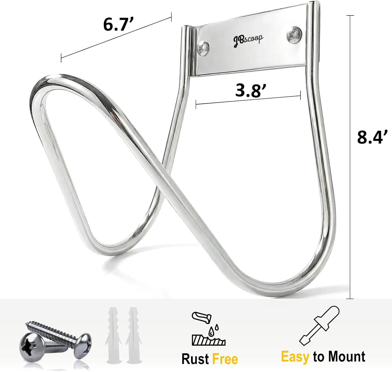 JBscoop Garden Hose Holder Stainless Steel Small Wall Mount Garden Hose Hook, Ideal for Water, Air, Hydraulic Hose