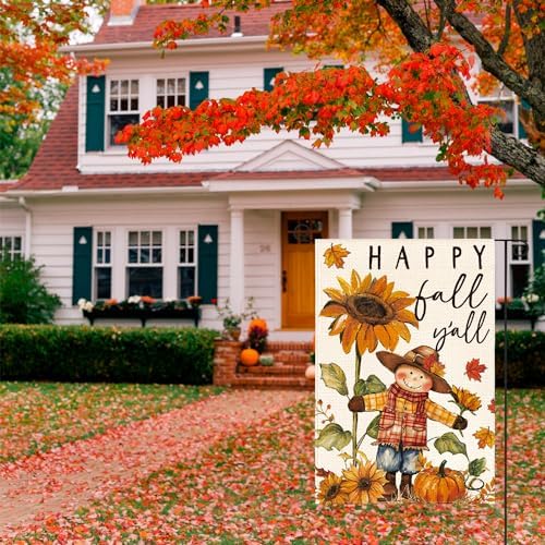 AVOIN colorlife Fall Scarecrow Garden Flag 12x18 Inch for Outside