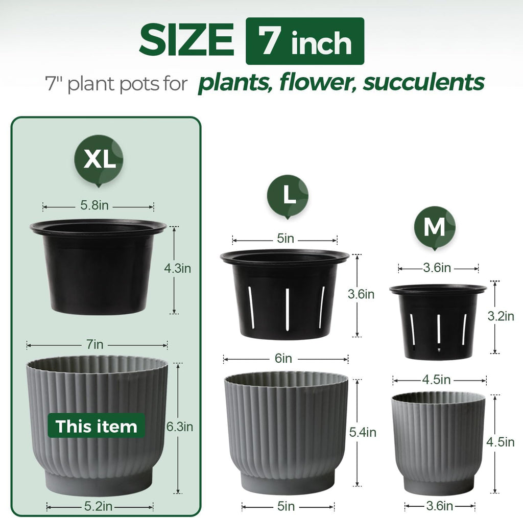 T4U Self Watering Pots for Indoor Plants, 7 Inch 4 Pack Planter Gray | African violet pothos ferns, Herb garden