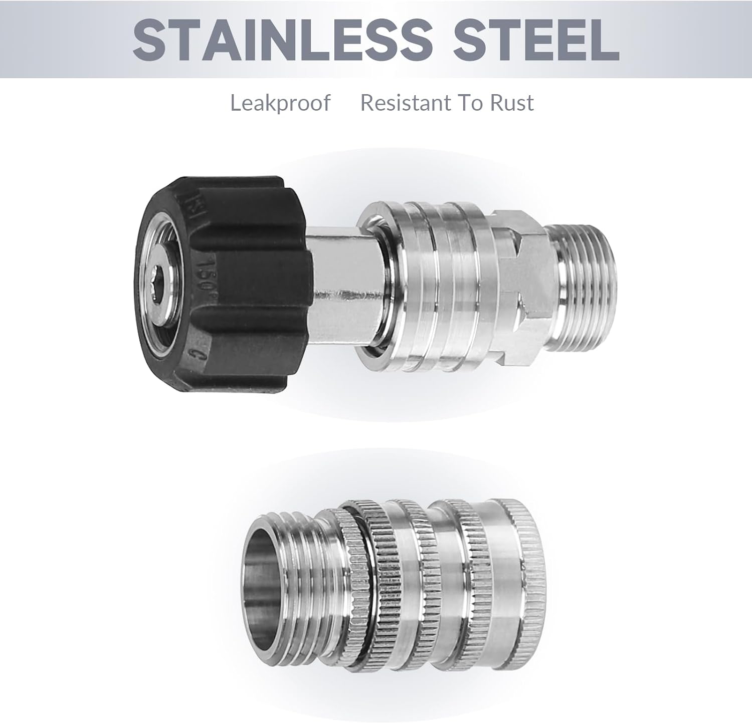 Pressure Washer Adapter Set, Stainless Steel Quick Disconnect Kit, M22-14 &15mm Swivel to 3/8 Inch Quick Connect, 3/4
