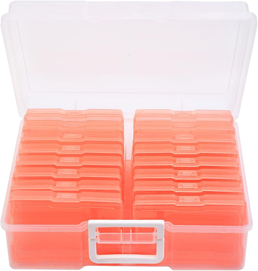 4" x 6" Photo Storage Case with Handle, 16 Inner Photo Organizer Keeper, Extra Large Storage Picture Boxes, Seed