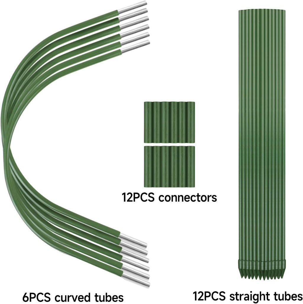 6Pcs Greenhouse Hoops, 23.6" x 25.6" Garden Hoops Rust-Free Grow Tunnel 4.9ft Long Steel with Plastic Coated Support