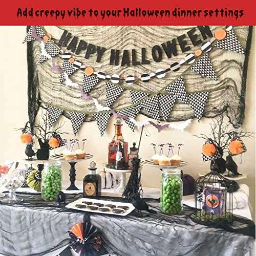 Legigo 6 Pack Halloween Creepy Cloths, Black Fabric Yard Decorations
