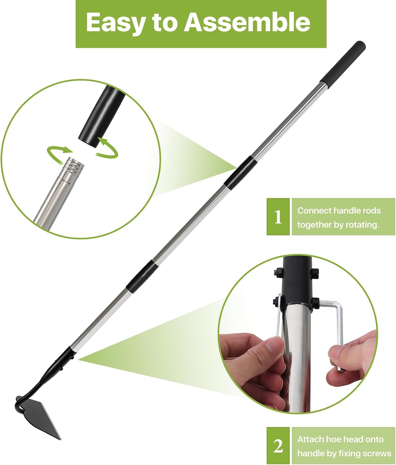Draw Hoe Garden Tool, Heavy Duty Garden Hoes for Weeding Long Handle, Easy Stand Up Scraping Weeder Tool for Garden