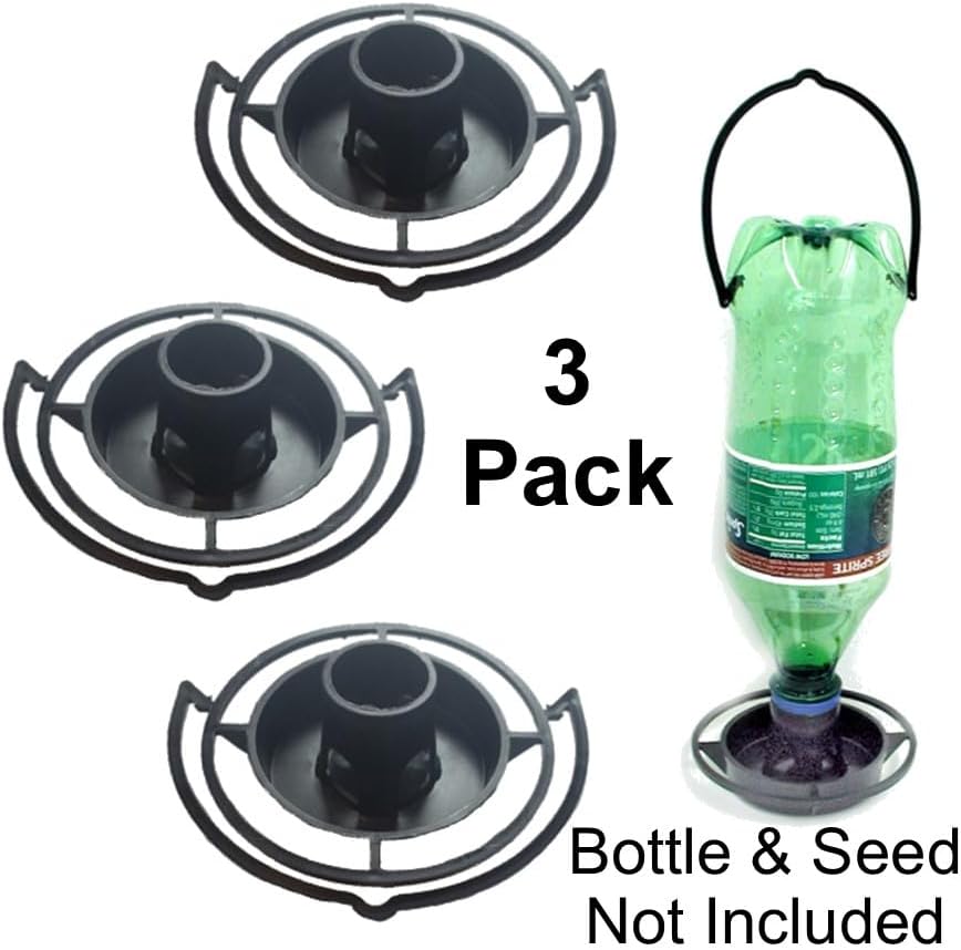 Gadjit Soda Bottle Bird Feeder – 3 Pack | Turn Soda Bottles into Eco-Friendly Wild Bird Seed Feeders | Fun DIY for Kids, Scouts, Clubs, Grandparents | Promotes Recycling & Reuse (Black)