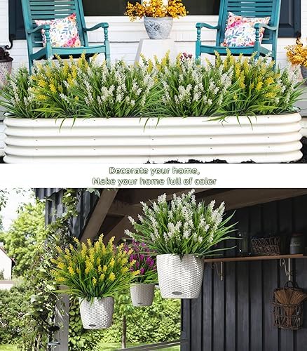 RECUTMS Artificial Plant & Flower for Outside White Artificial Flower