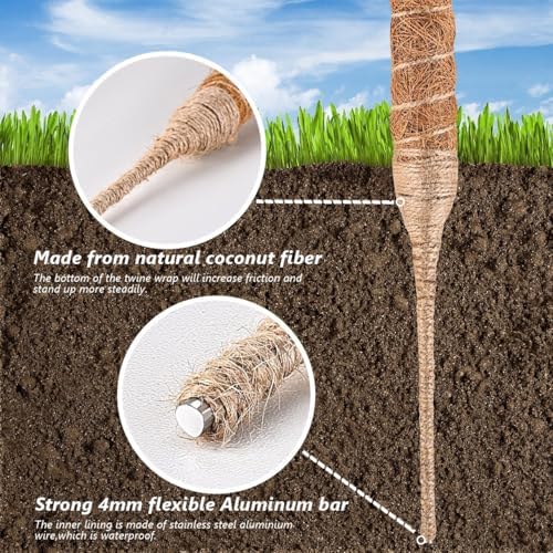 MAFONE 2 Pack 28” Bendable Moss Pole Monstera Plant Support