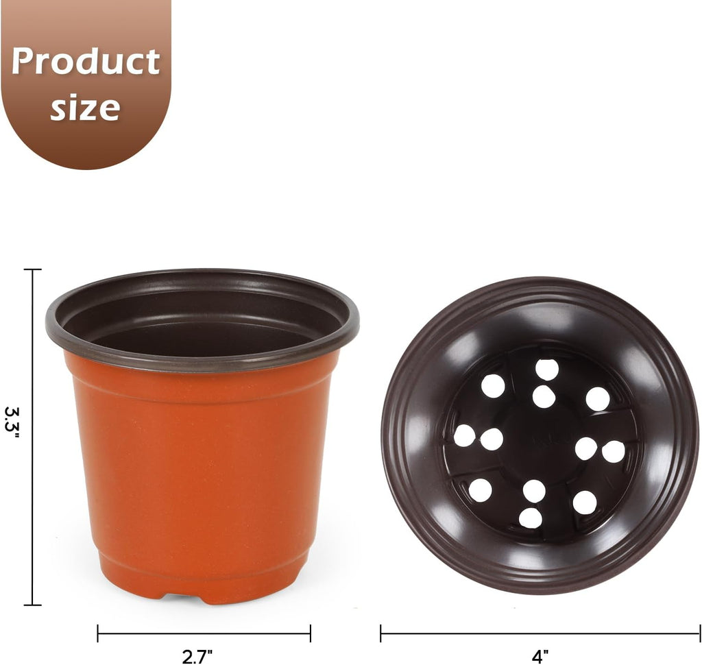 4 Inch 300 Pack Plastic Nursery Pots with Drainage Holes with 300pcs Labels | Garden Flower Pots,for Transplanting,for