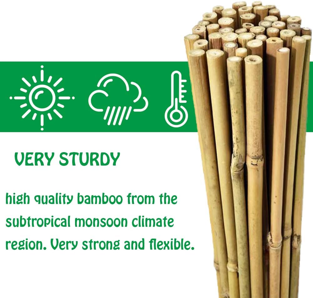 Natural Bamboo Stakes 4 Feet, Eco-Friendly Garden Stakes, Plant Stakes Supports Climbing for Tomatoes, Trees, Beans, 25