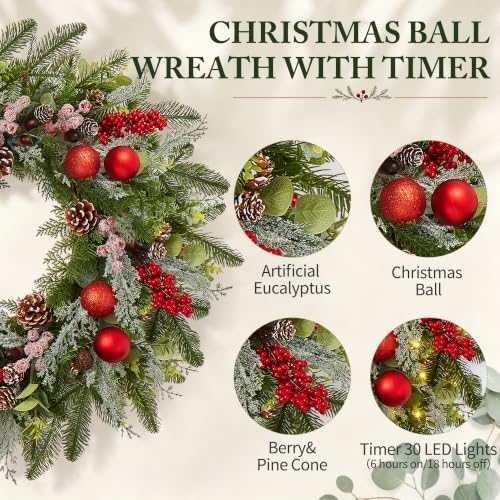 24 Inch Christmas Wreaths for Front Door-Pine Artificial Christmas Wreath