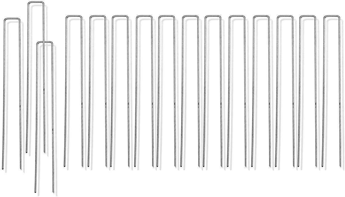 Ashman Galvanized Garden Stakes Landscape Staples: 100 Pack 12 Inch Sod and Fence Stake - Sturdy Rust Resistant