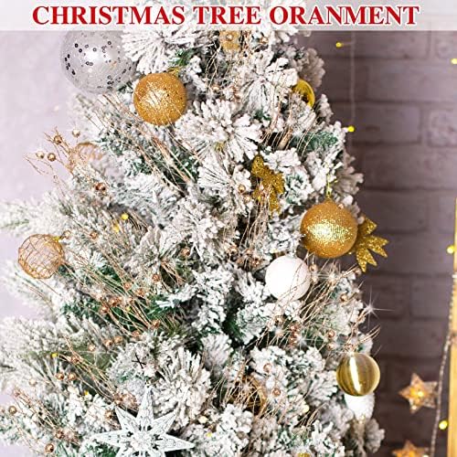 Giegxin 16 Pack 17 Inch Rose Gold Christmas Glitter Berries Stems