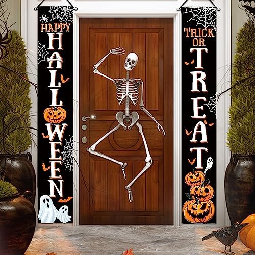 Deroro Happy Halloween Trick or Treat Porch Banner Sign, Jack O Lantern
