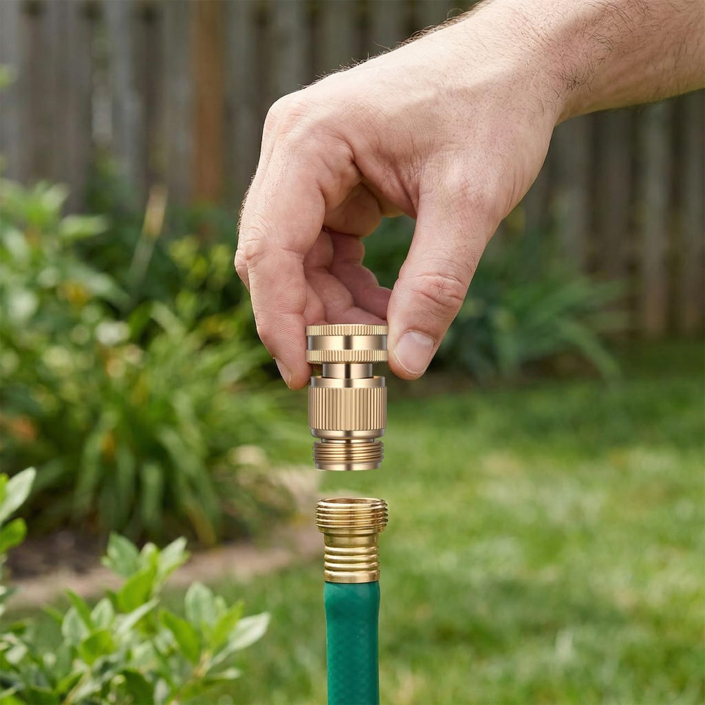 Baluue 6 Sets Garden Hose Quick Connect Fittings Brass Quick Connector Kit Male and Female Hose Adapters with Seal