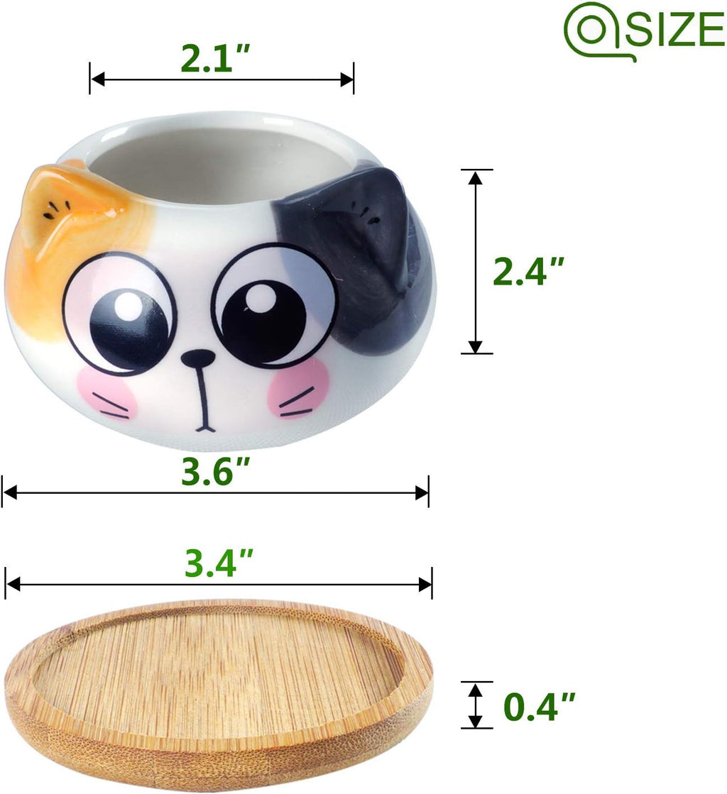 3.6Inch Cat Pot for Plant, Cat Planter Succulent Pot with Drainage Set of 6 | Tiny Animal Planter, Small Ceramic Air
