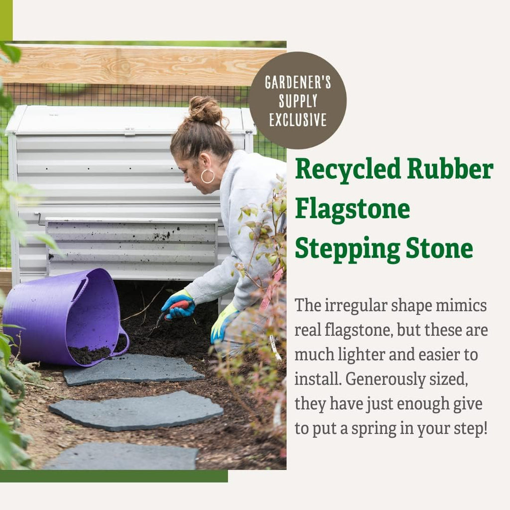Gardener's Supply Company Flagstone Recycled Rubber Stepping Stone For Garden Walkway | Outdoor Patio Decor & Lawn