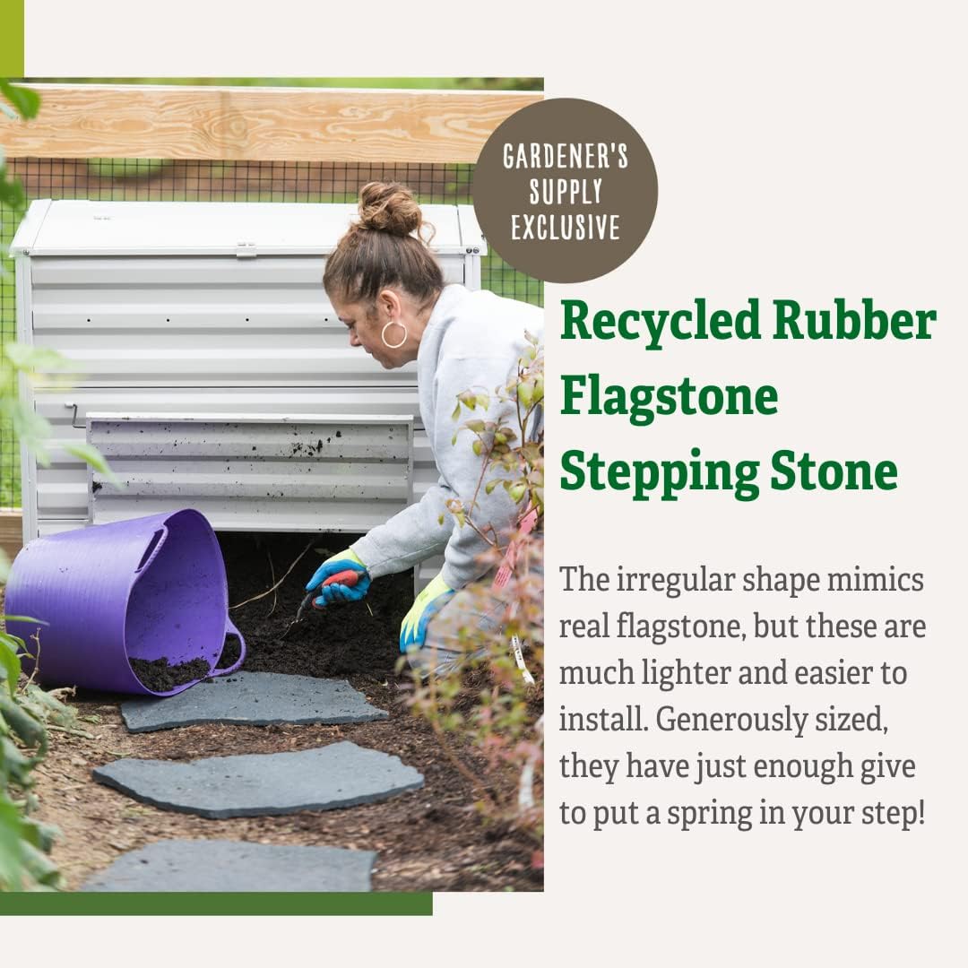 Gardener's Supply Company Flagstone Recycled Rubber Stepping Stone For Garden Walkway | Outdoor Patio Decor & Lawn