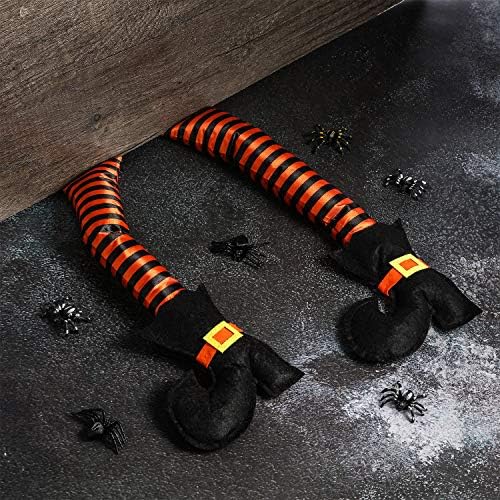 meekoo 1 Pcs Halloween Witch Legs with Shoes for Wreath,Orange