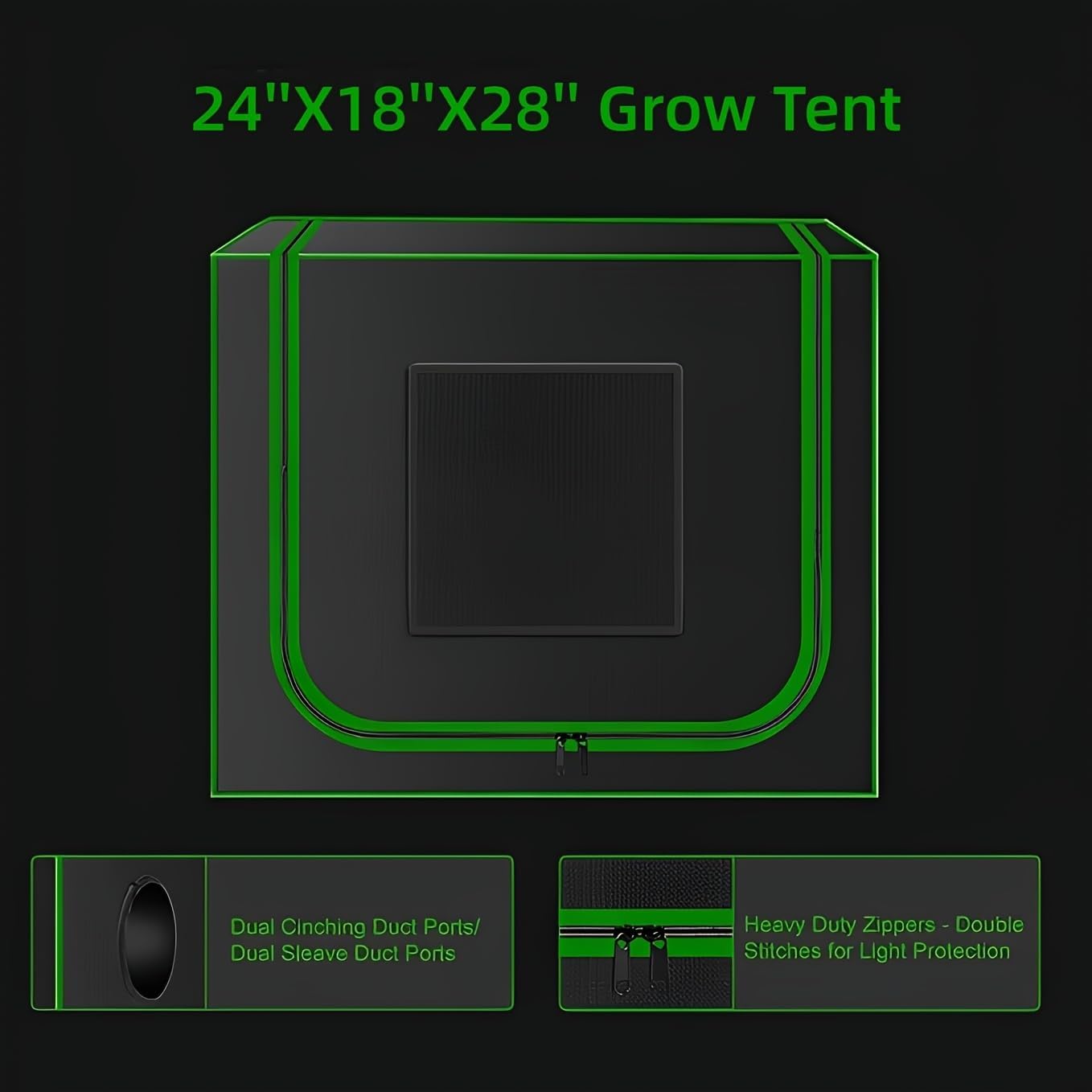 Small Grow Tent for Aerogarden，24”x18”x28” ，Hydroponics Growing System ，Highly Reflective 600D Diamond Mylar Canvas