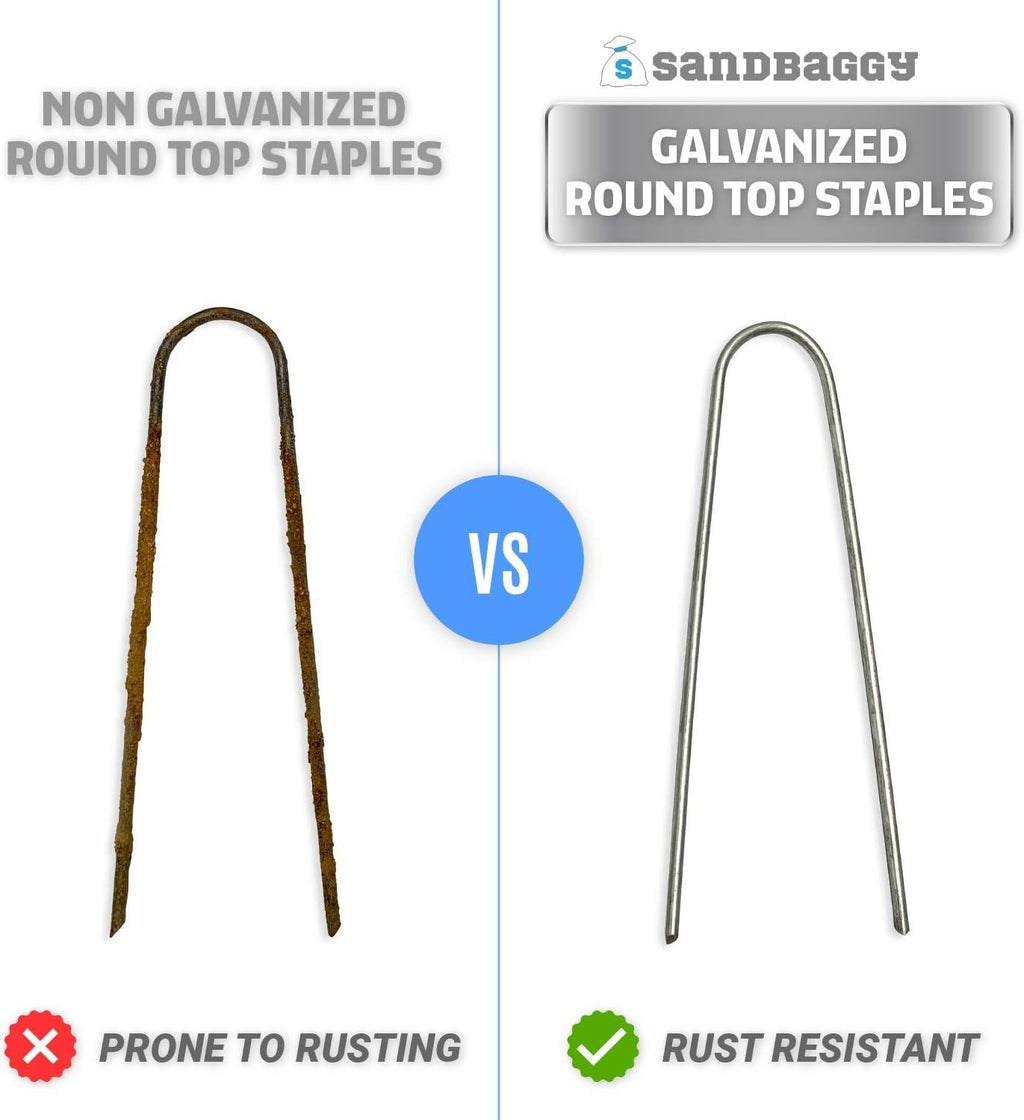 Sandbaggy Galvanized 6 Inch Landscape Staples | Industrial Grade Garden Stakes | Designed for Drip Irrigation Tubing &