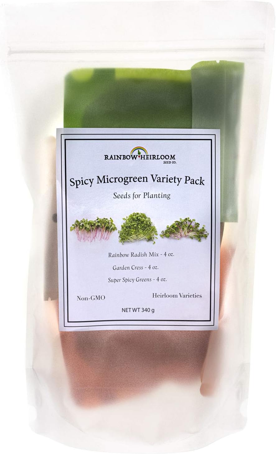 Spicy Microgreens Seed Variety Pack for Planting | Contains Super Spicy Microgreen Mix, Rainbow Radish Mix, Garden