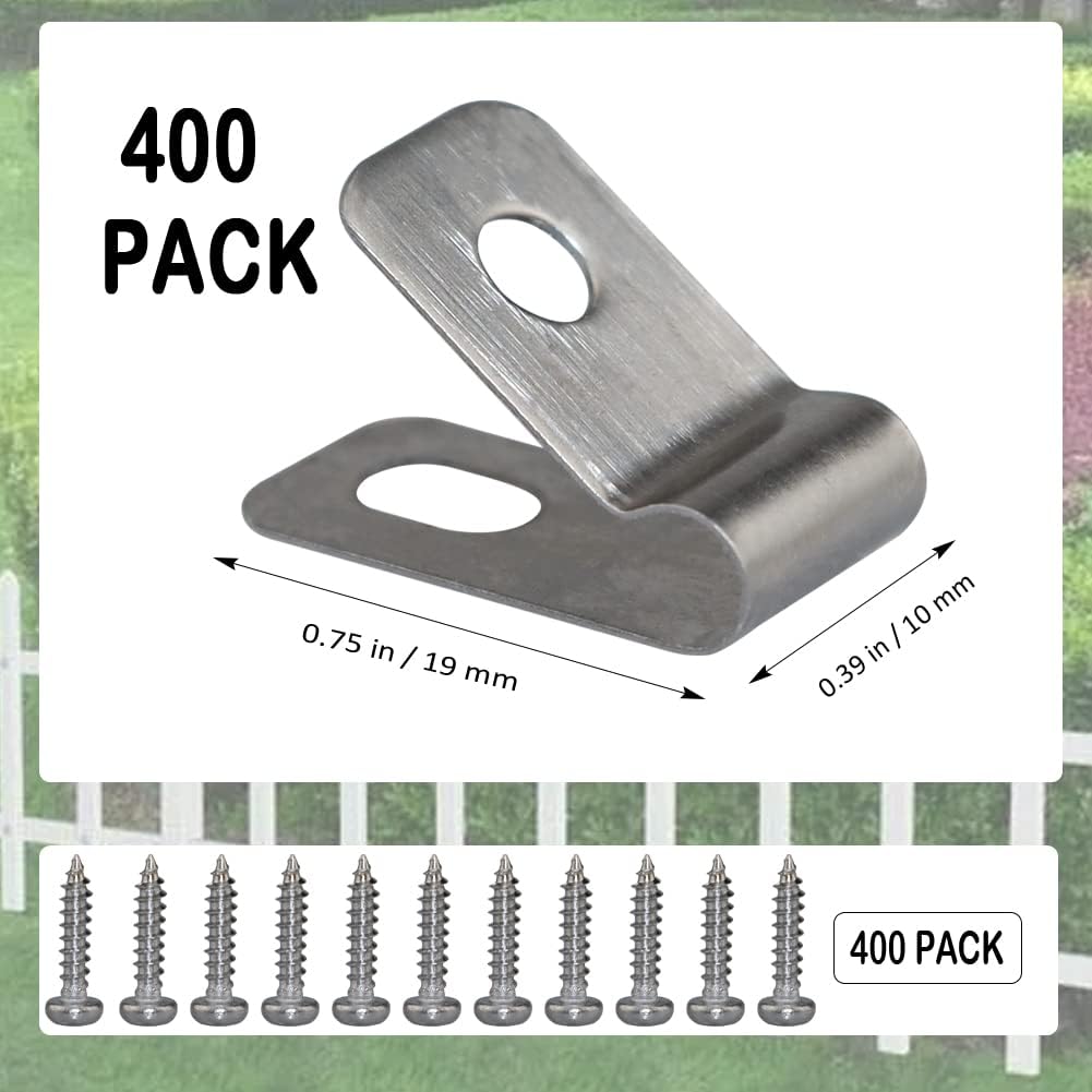 LSGCQ Wire Fence Clips Metal Fence Wire Clamps Stainless Steel, 400 PCS | Fencing Mounting Clips with 400 PCS Stainless