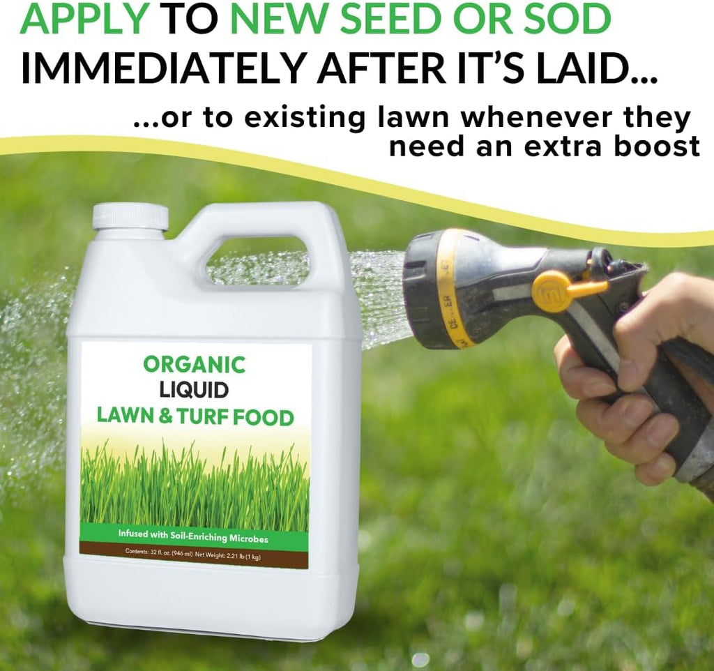 Organic Liquid Lawn & Turf Food - Rapid Green-Up Concentrate | Infused with a Broad Spectrum of Soil Enriching Microbes