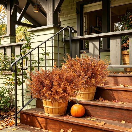 RECUTMS 12Pcs 13.8" Artificial Fall Plants Faux Outdoor Plants Fake Bushes