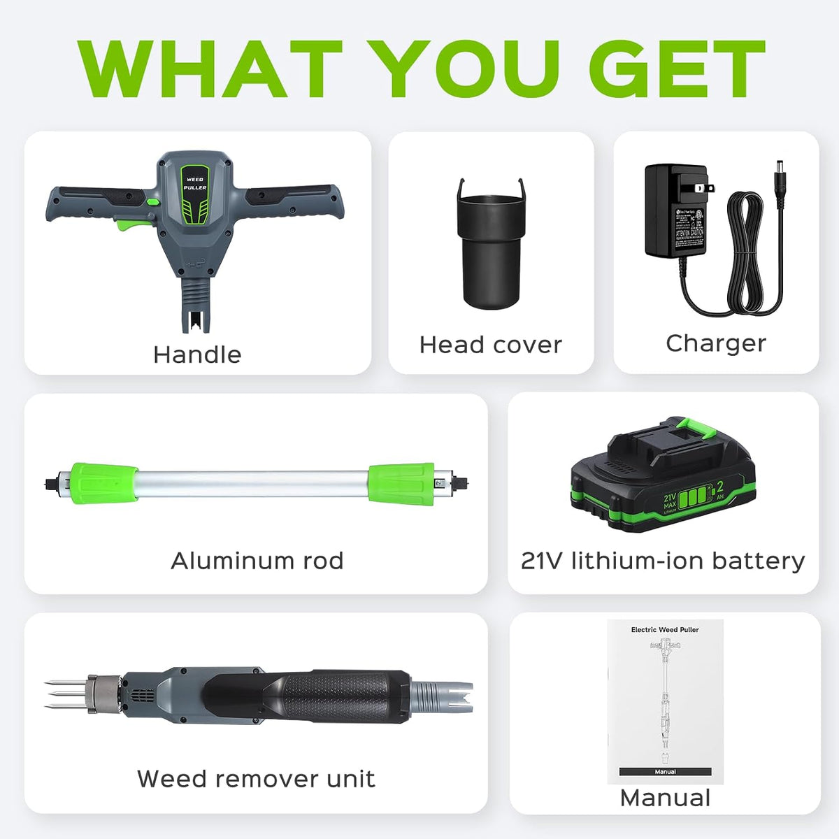 Weed Puller Tool, 21V Powerful Garden Tools Electric Weeding Tool | Gardening Tools Weeder Tool with 2.0Ah Battery and