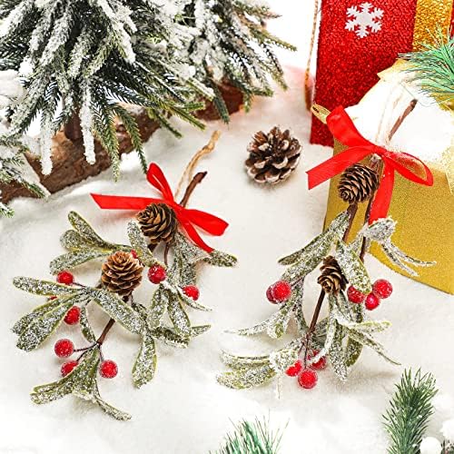 Giegxin 2 Piece Christmas Mistletoe Ornament,Bright Style,Red