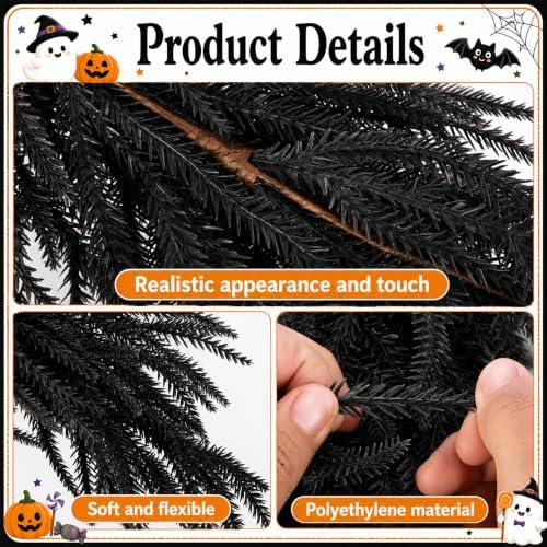 2 Pcs Artificial Halloween Black Teardrop Swag, 28'' Gothic Door Swag